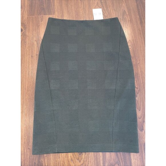 rag & bone Dark Green Plaid Pencil Skirt, Size 6 - Picture 1 of 8